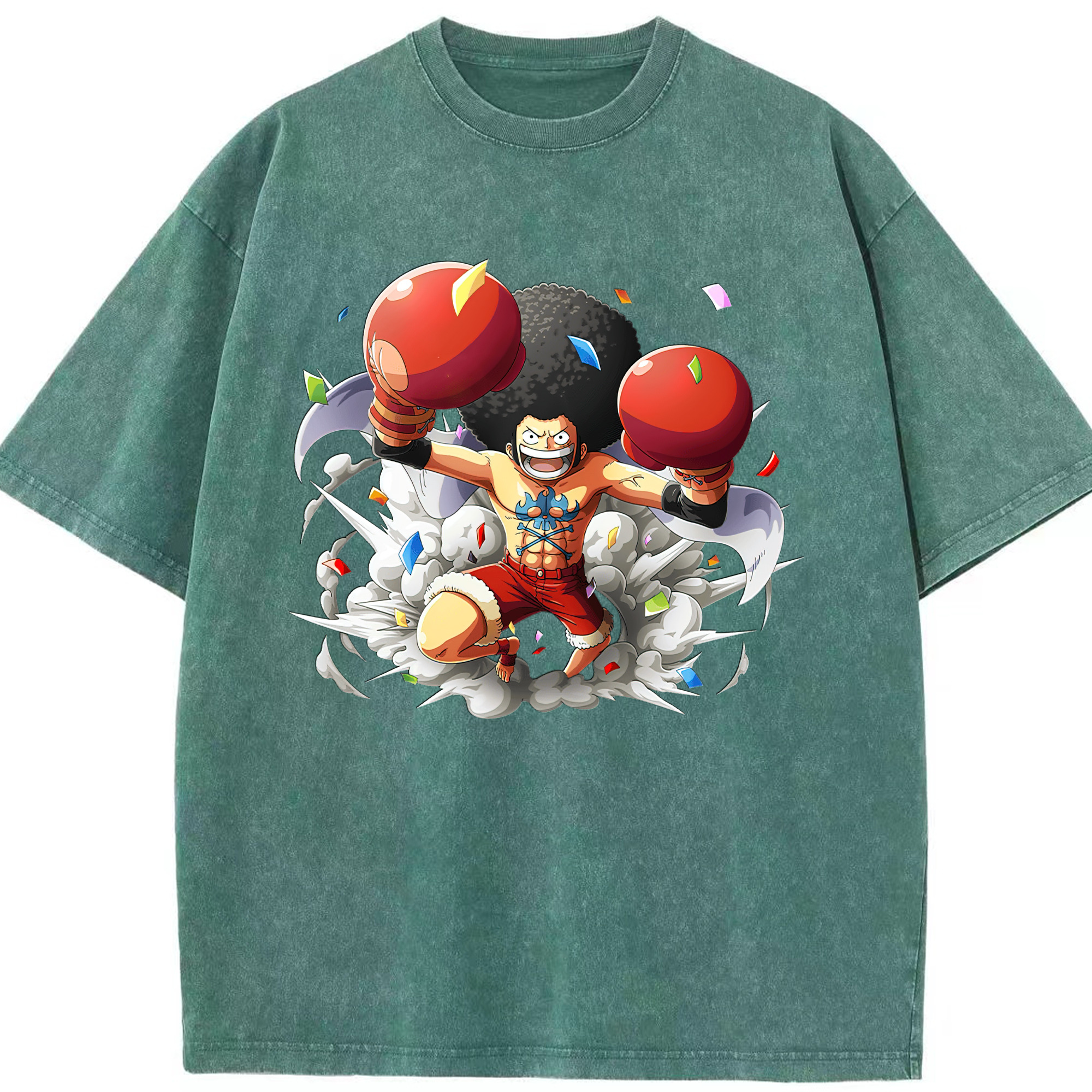 ワンピース モンキー・D・ルフィ ONE PIECE Monkey D. Luffy 綿100% ヴィンテージ風 半袖Tシャツ（フロントプリント）